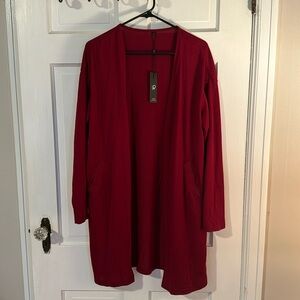 OUGE Women's Open Front Cardigan Shirt with Pockets Long Sleeve Lightweight L